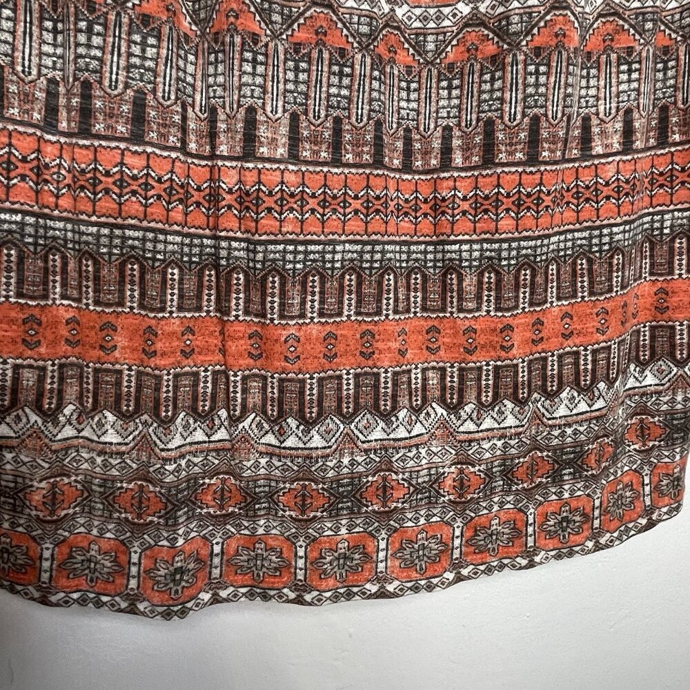 Lucky Brand Boho Top M Sleeveless V-Neck Cord Western Southwestern Tribal Orange - Picture 9 of 10